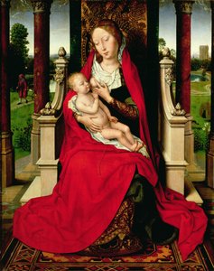 Madonna a dítě na trůnu, kolem 1492-94 od Hans Memling