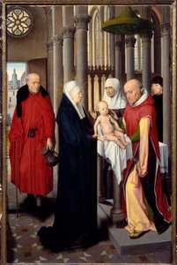 Triptych Klanění tří králů. Detail pravého panelu: Prezentace v chrámu. Detrempe na dřevě od Hanse Memlinga (1433-1494), asi 1470. Madrid. Muzeum Prado od Hans Memling