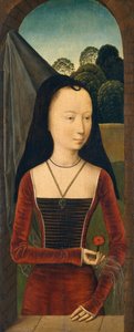 Mladá žena s růžovou, ca. 1485-90. od Hans Memling