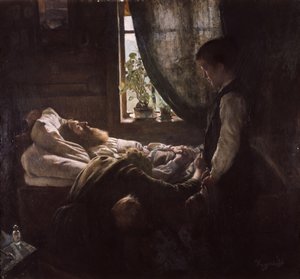 Dělníci na smrtelné posteli od Hans Olaf Heyerdahl