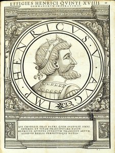 Jindřich V., ilustrace z „Římští císaři celého Východu a Západu“, dřevoryt od Rudolpha Wyssenbacha, tisk Andreas Gesner, Curych od Hans Rudolf Manuel Deutsch