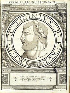 Licinius I., ilustrace z „Římští císaři celého Východu a Západu“, dřevoryt Rudolpha Wyssenbacha, tisk Andreas Gesner, Curych od Hans Rudolf Manuel Deutsch