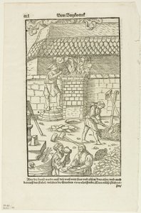 Strana CCCL z Vom Bergwerck XII Bücher od Agricoly, deska 43 z Dřevorytů z knih XVI. století od Hans Rudolf Manuel Deutsch