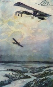 Vojenský dvouplošník na průzkumné cestě nad Argonnerwou od Hans Rudolf Schulze
