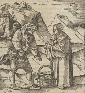 Farmář a jeho patron, z Hymmelwagen auff dem, wer wol leben..., 1517. od Hans Schäufelein the Elder