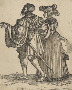 Couple Walking to the Left VI, z restrike The Wedding Dancers. od Hans Schäufelein the Elder