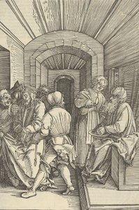 Pilát myje si ruce, od Zrcadla umučení našeho Pána Ježíše Krista, 1507. od Hans Schäufelein the Elder