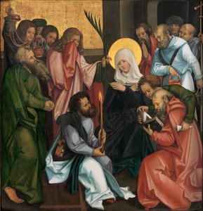 Usnutí Panny Marie, reverz Kristus nesoucí kříž, ca. 1510.