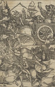 Opilý muž na voze na cestě do pekla, z Hymmelwagen auff dem, wer wol Leben....., 1517.