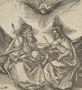 Nejsvětější Trojice, z Hymmelwagen, která žije dobře..., 1517. od Hans Schäufelein the Elder