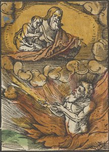 Bohatý muž v pekle a chudý Lazar v Abrahamově klíně z Das Plenarium, 1517.