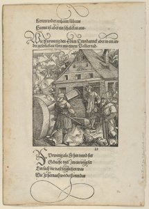 Na výzvu Fürwittiga se Theuerdanck pokouší manipulovat s leštícím kamenem, z Theuerdanck,..., 1517. od Hans Schäufelein the Elder