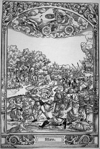 Mars (dřevoryt) od Hans Sebald (School of) Beham