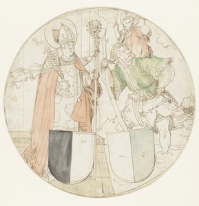 Svatí Kryštof a Erasmus, každý s erbem od Hans Sebald Beham (possibly)