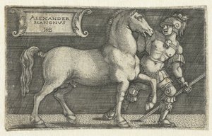 Alexandr Veliký se svým koněm Bucefalem Alexander Mangnvs (titul na objektu) od Hans Sebald Beham