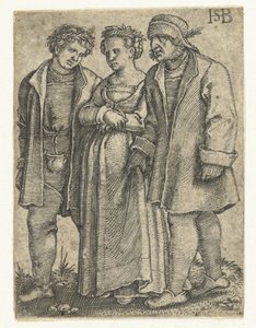 Nevěsta a ženich a otec nevěsty Selský svatební průvod (název série) od Hans Sebald Beham