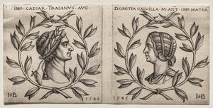Busty císaře Traiana a Domitie Calvilly od Hans Sebald Beham