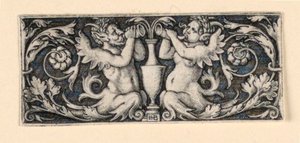 Vlys s vázou lemovanou mužskými a ženskými Tritony od Hans Sebald Beham