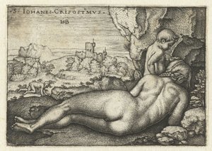 Svatý Jan Zlatoústý jako poustevník na poušti od Hans Sebald Beham