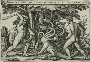 Hercules a Hydra, z The Labors of Hercules od Hans Sebald Beham