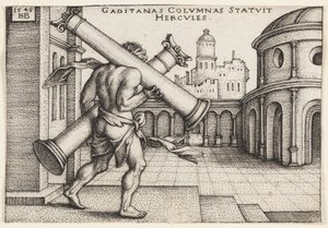 Herkules s Herkulovými sloupy od Hans Sebald Beham