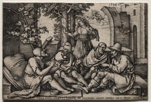 Job a jeho přátelé. od Hans Sebald Beham