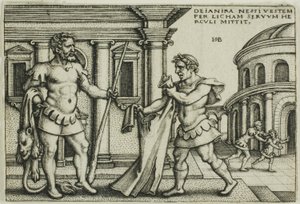 Lichas přináší Herkulovi Nesův oděv, z knihy Herkulovy práce od Hans Sebald Beham