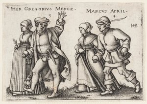 březen a duben od Hans Sebald Beham
