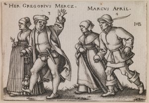 "Březen a duben" z cyklu "Selské slavnosti aneb Dvanáct měsíců" od Hans Sebald Beham