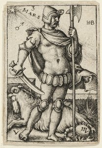 Mars, třetí deska z knihy Sedm planet se zvěrokruhem od Hans Sebald Beham