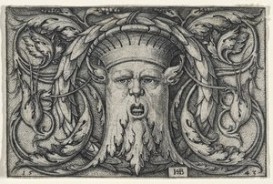 Mascaron, 1543 (rytina na položený papír) od Hans Sebald Beham