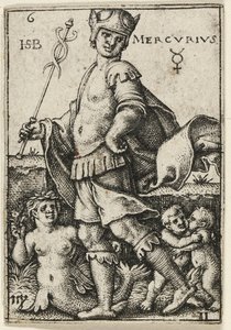 Merkur, deska šest ze Sedmi planet se zvěrokruhem od Hans Sebald Beham