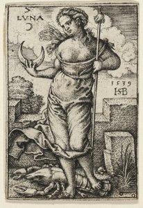 Měsíc, deska sedm ze Sedmi planet se zvěrokruhy od Hans Sebald Beham