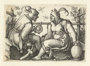 Šašek s falusem a ženským nár od Hans Sebald Beham
