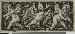 Ornament s orlem a dvěma génii ze čtyř vinět od Hans Sebald Beham