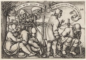 Rolníci za živým plotem od Hans Sebald Beham