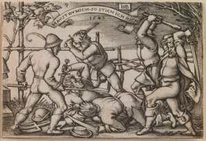 "Selská rvačka" z cyklu "Selská slavnost aneb Dvanáct měsíců" od Hans Sebald Beham