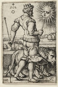 Slunce, deska čtyři ze Sedmi planet se zvěrokruhy od Hans Sebald Beham