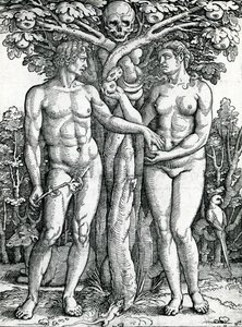 Pád Adama a Evy, kolem 1525-27 (dřevořez) od Hans Sebald Beham