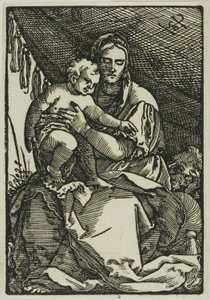Svatá rodina pod baldachýnem od Hans Sebald Beham