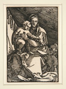 Svatá rodina pod baldachýnem od Hans Sebald Beham