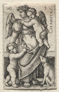 Poznání Boha a sedm kardinálních ctností: Charita - Charitas. od Hans Sebald Beham