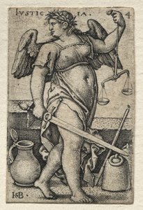 Poznání Boha a sedm kardinálních ctností: Spravedlnost - Justicia. od Hans Sebald Beham