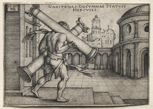 Herkules nesoucí Gádovy sloupy od Hans Sebald Beham