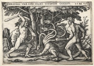 The Labors of Hercules: Hercules Killing the Lernean Hydra od Hans Sebald Beham