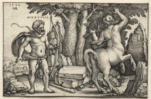 Herkules střílí na Nesse od Hans Sebald Beham