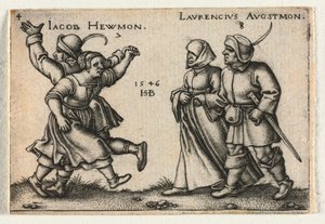 Selská svatba aneb Dvanáct měsíců: 7 Jacob Hewmon 8-Laurencius Augstmon, 1546. od Hans Sebald Beham