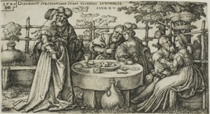 Marnotratný syn plýtvá jměním, druhá deska z Historie marnotratného syna od Hans Sebald Beham