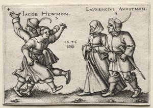 Vesnická svatba: Jacob Hewmon / Lawrencius Augstmon od Hans Sebald Beham