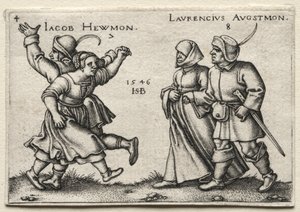 Vesnická svatba: Jacob Hewmon Lawrencius Augstmon, 1546. od Hans Sebald Beham